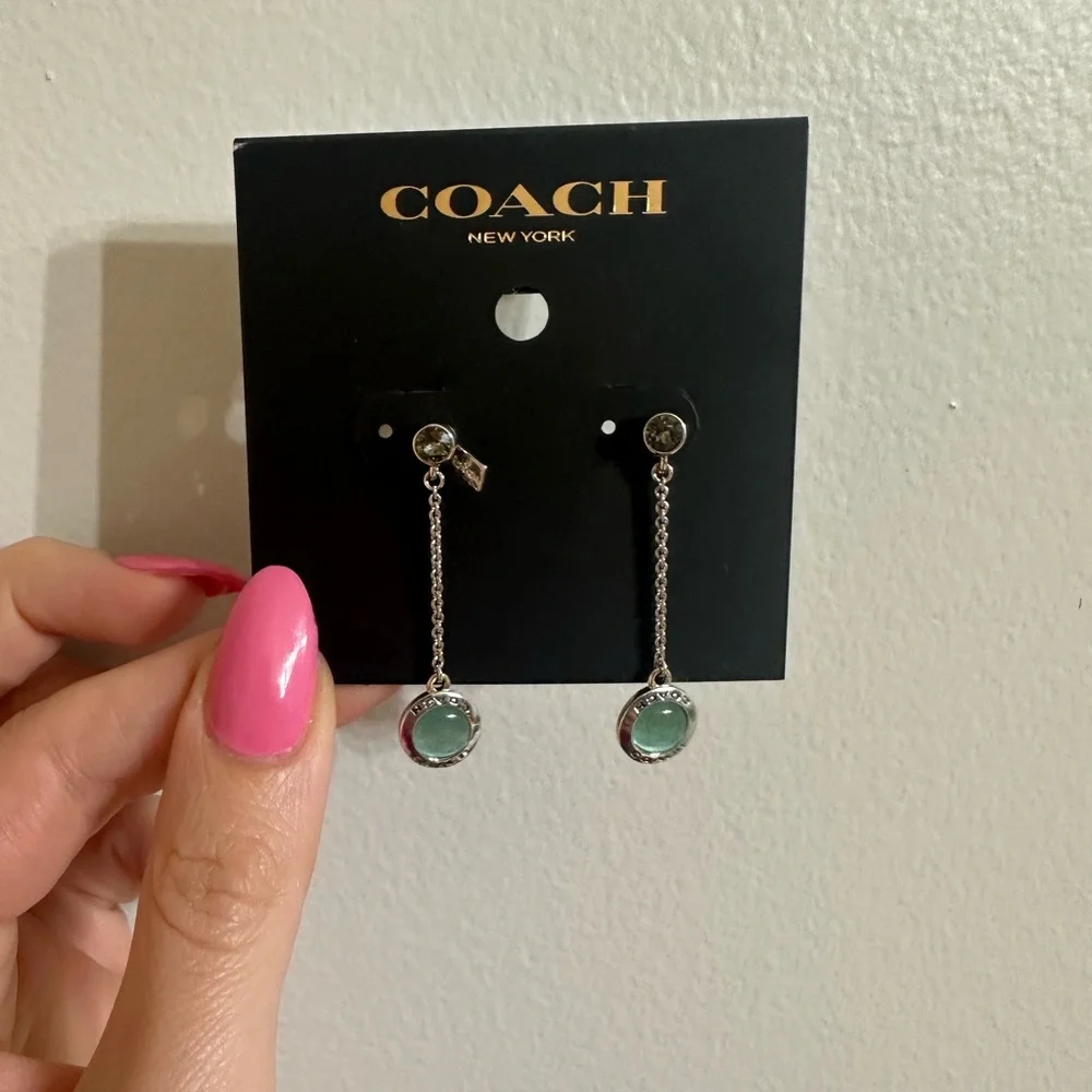 COACH NWT OPEN CIRCLE LONG DANGLE EARRINGS $88 RETAIL - Picture 4 of 5